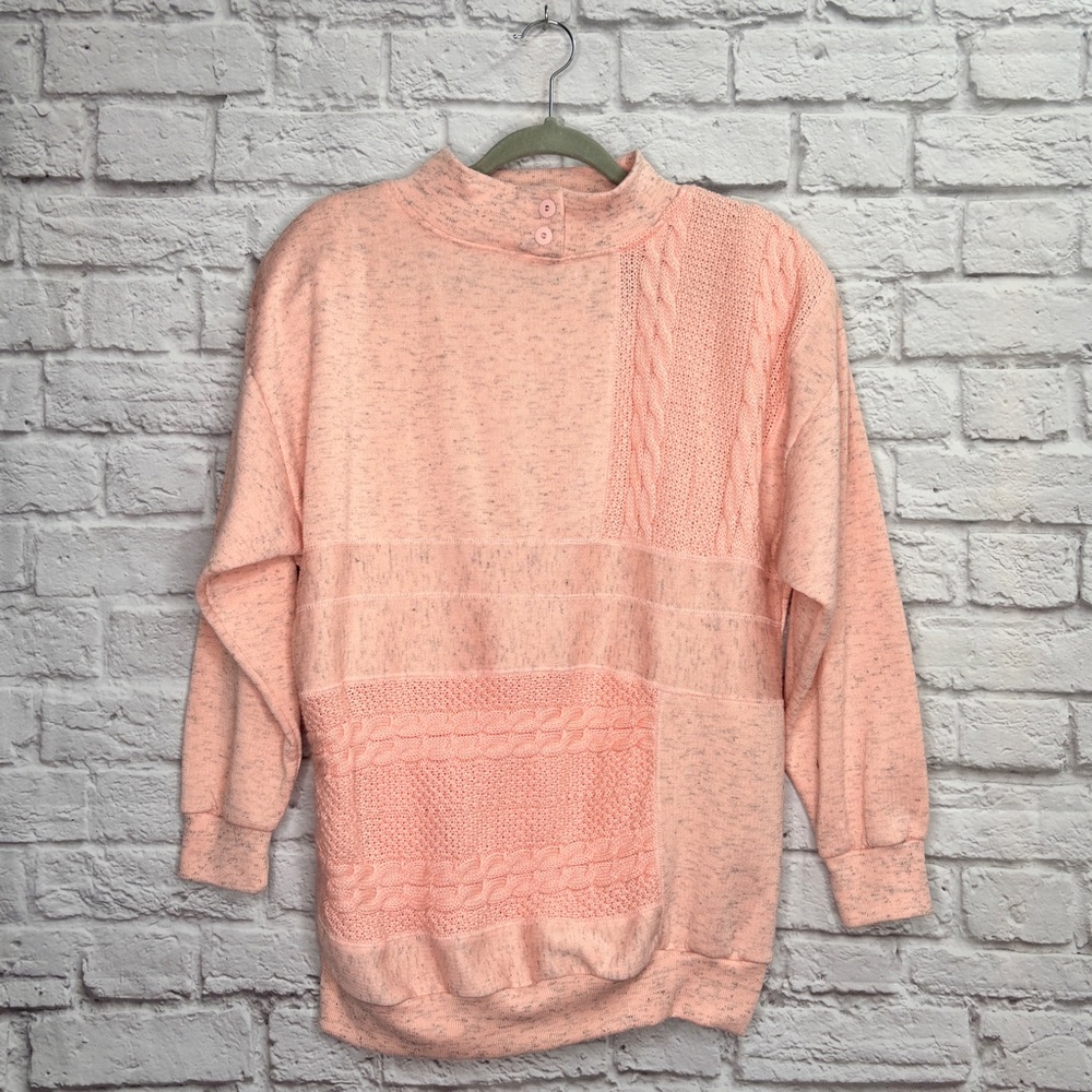 VTG 80’s Retro Action Womens Sweater Size 18W Shoulder Pads Heathered Pink